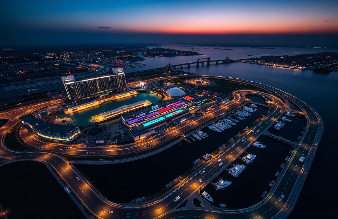 Yas Marina · Vue aérienne nocturne